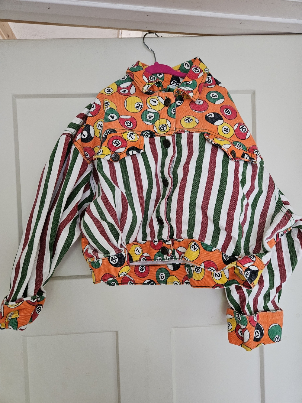 Vintage Striped & Pool Ball Denim Jacket